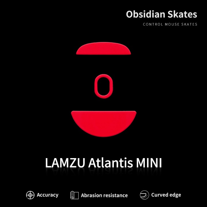 【日本未発売】 X-raypad  LAMZU Atlantis Mini用 朱色 0.8mm Obsidian Mouse Skate コントロール マウスソール 【並行輸入品】